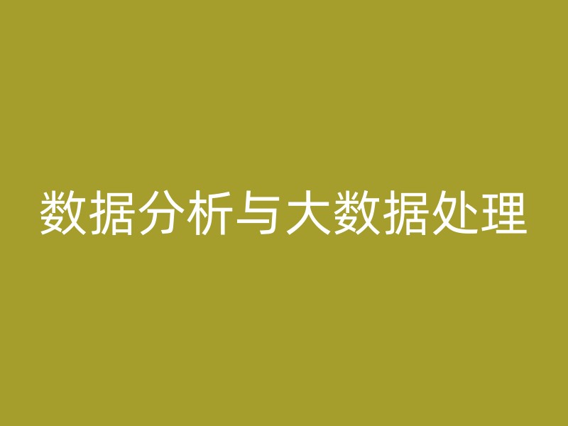 数据分析与大数据处理