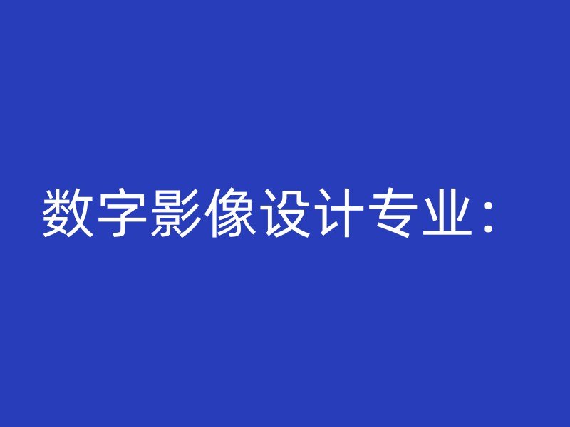 数字影像设计专业：