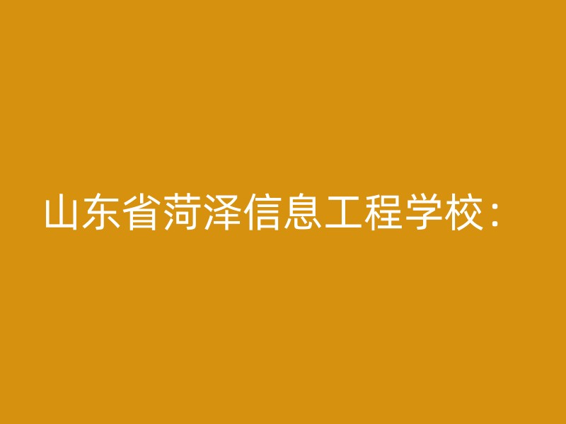 山东省菏泽信息工程学校：