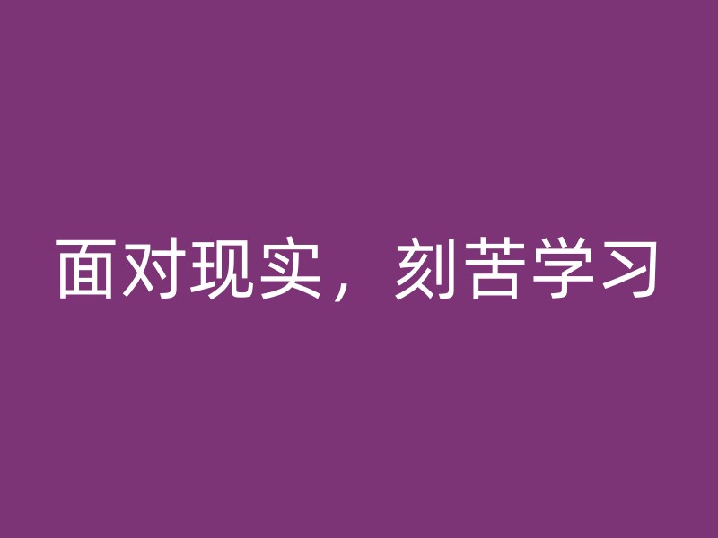 面对现实，刻苦学习