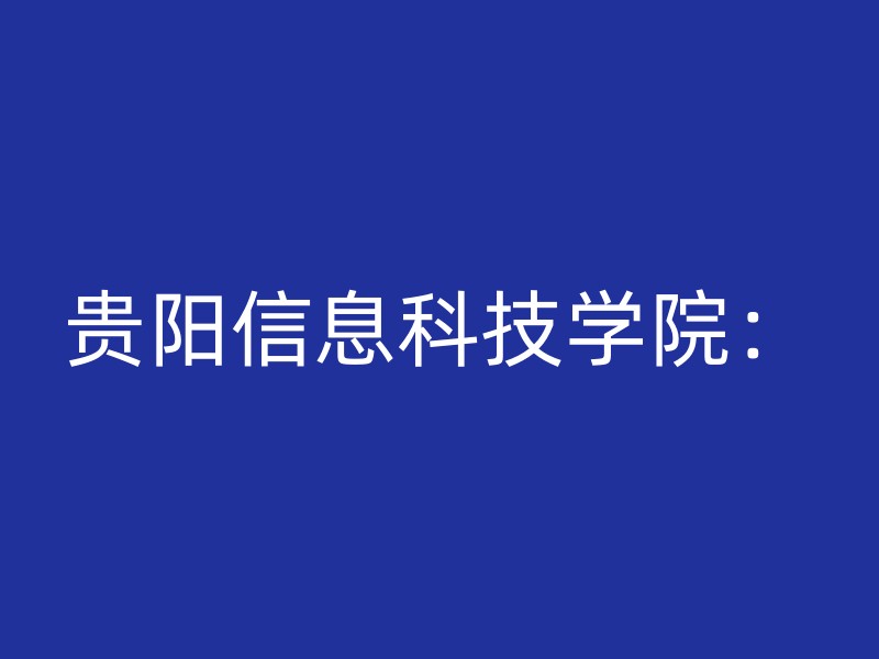 贵阳信息科技学院：