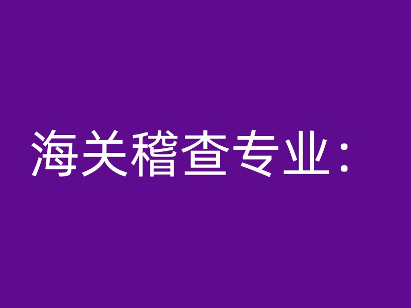 海关稽查专业：