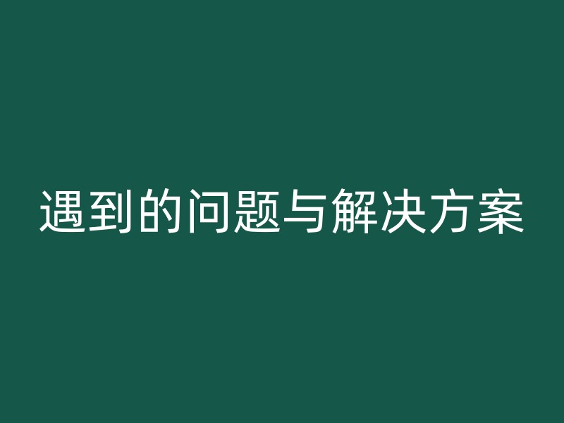 遇到的问题与解决方案