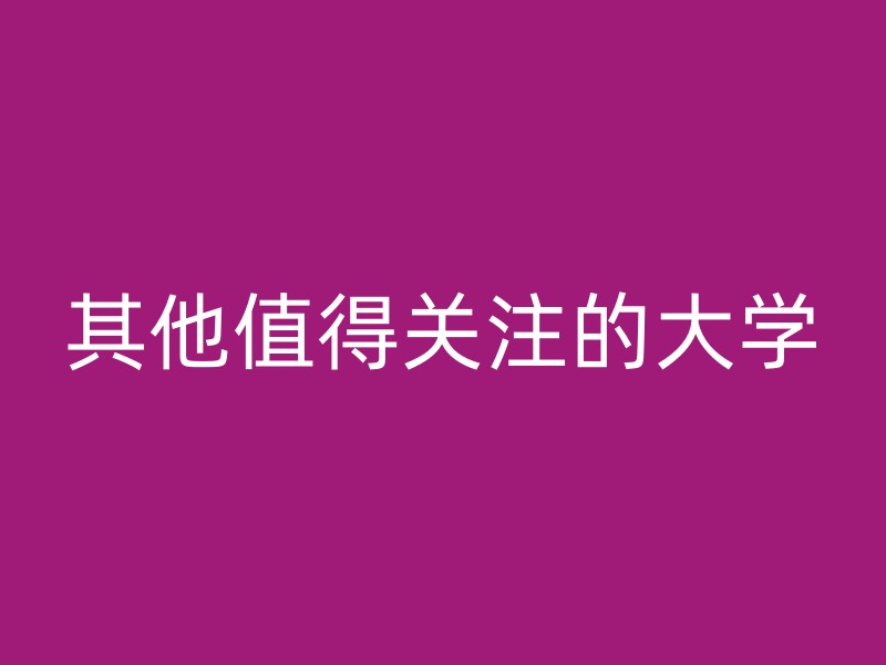 其他值得关注的大学