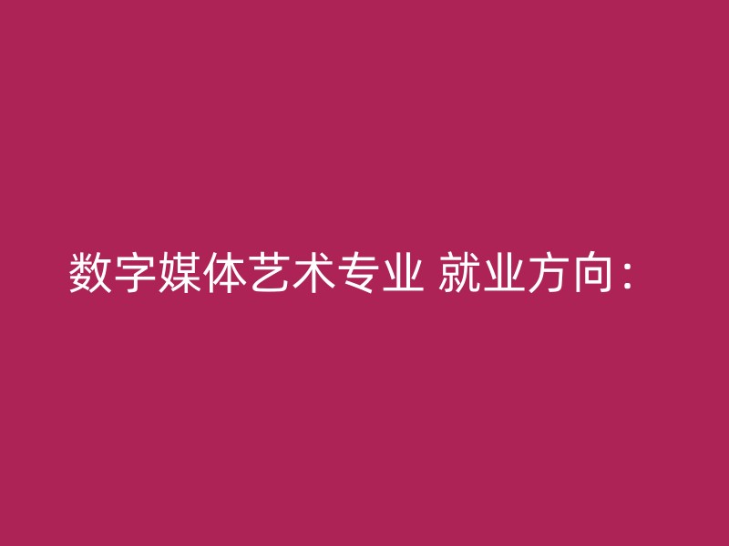 数字媒体艺术专业 就业方向：