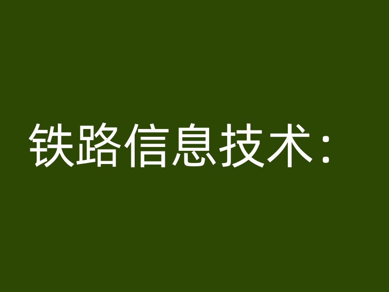 铁路信息技术：