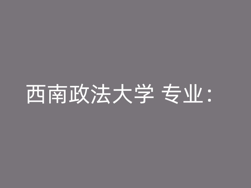 西南政法大学 专业：