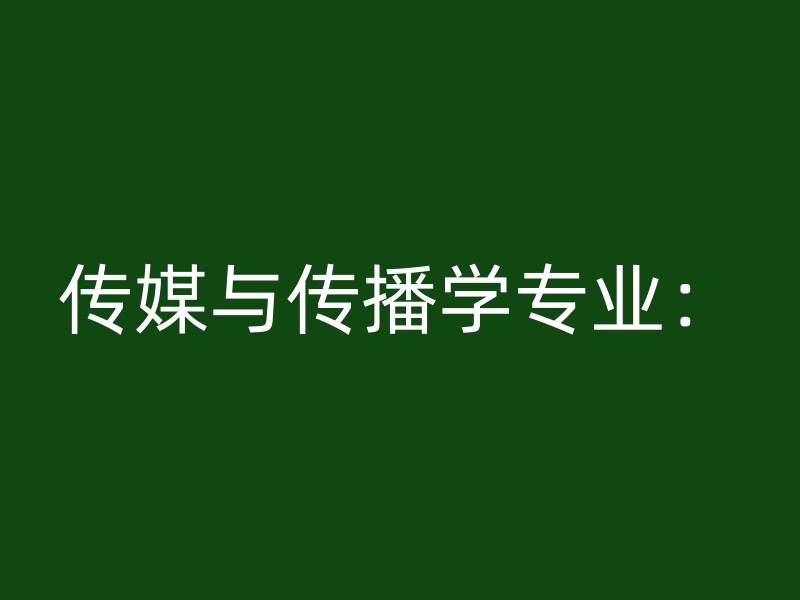 传媒与传播学专业：