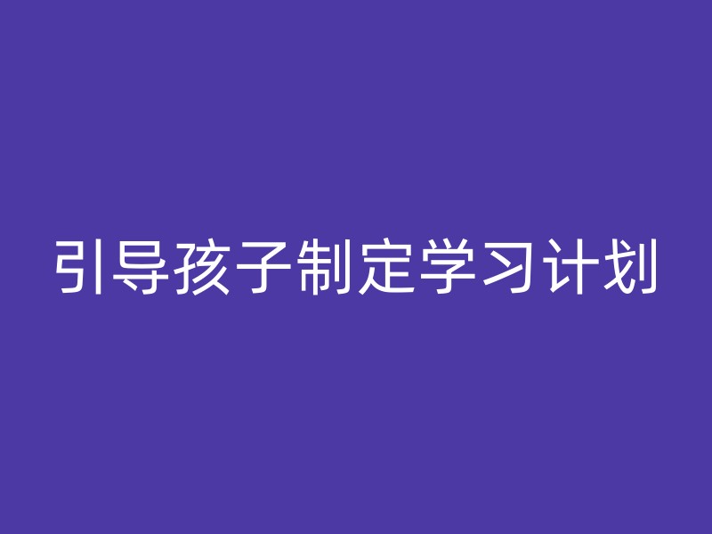 引导孩子制定学习计划