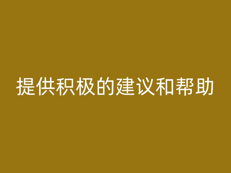 提供积极的建议和帮助