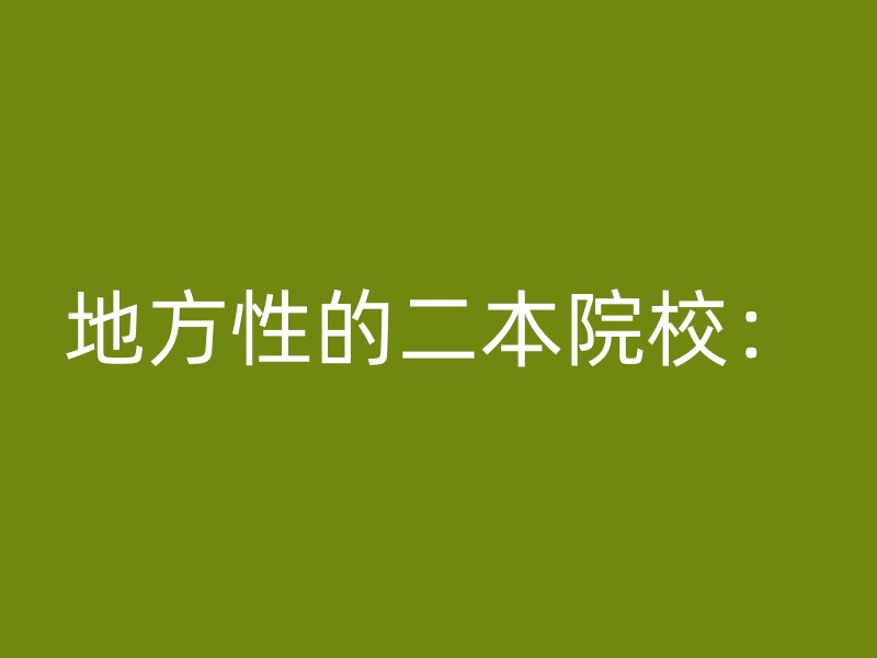 地方性的二本院校：