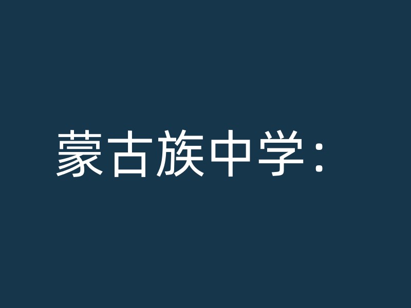 蒙古族中学：