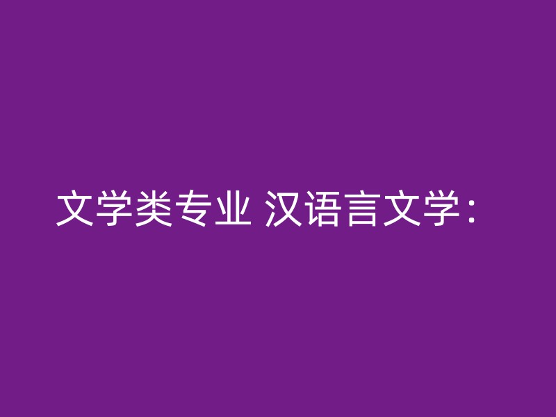 文学类专业 汉语言文学：