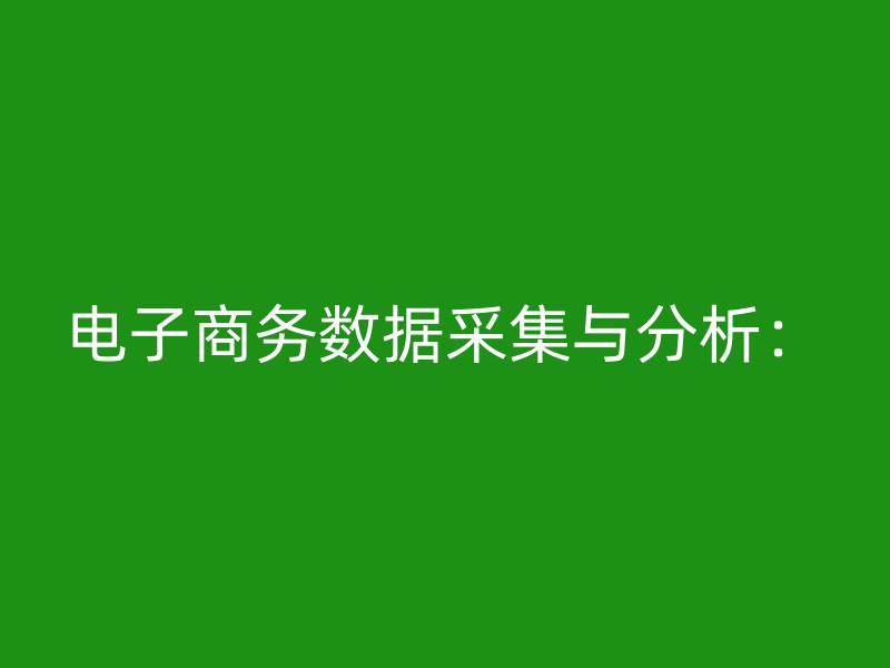 电子商务数据采集与分析：