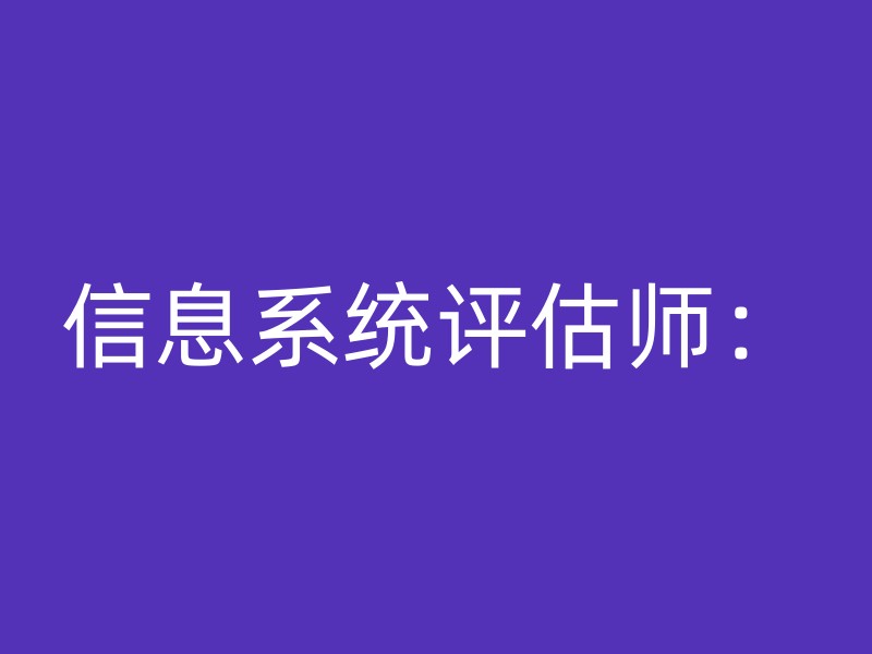 信息系统评估师：