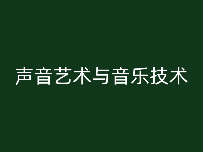 声音艺术与音乐技术