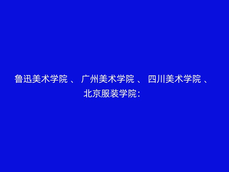 鲁迅美术学院 、 广州美术学院 、 四川美术学院 、 北京服装学院：