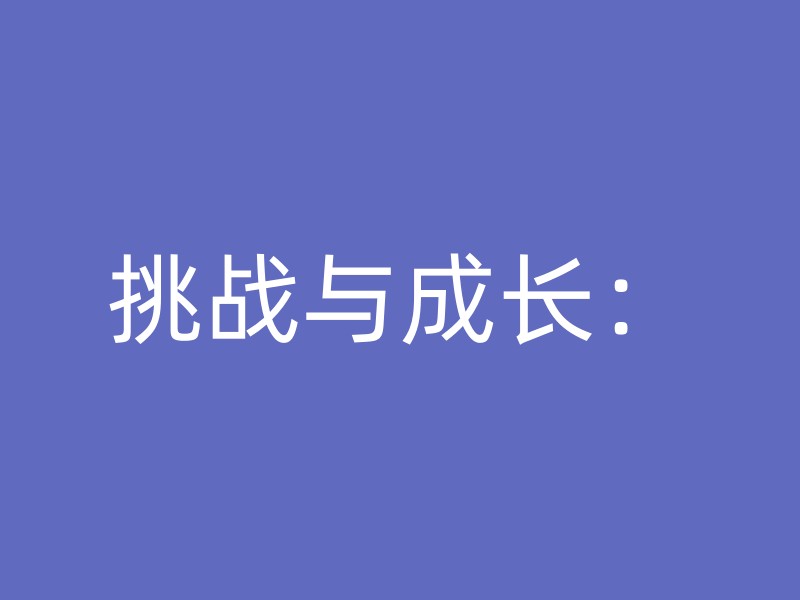 挑战与成长：