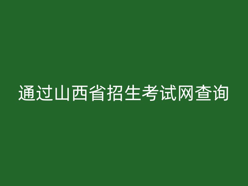 通过山西省招生考试网查询