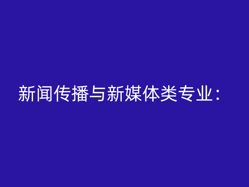 新闻传播与新媒体类专业：