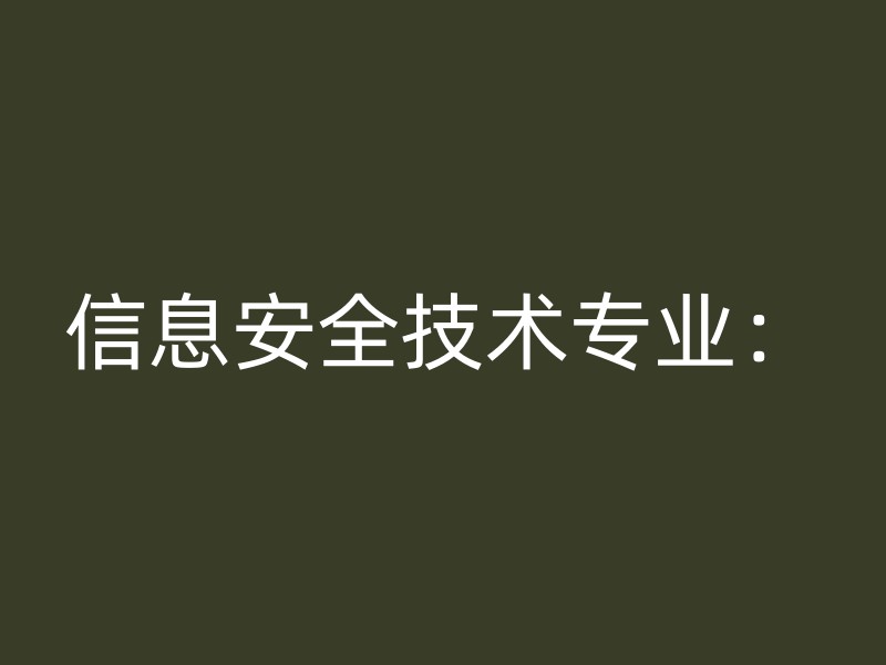 信息安全技术专业：