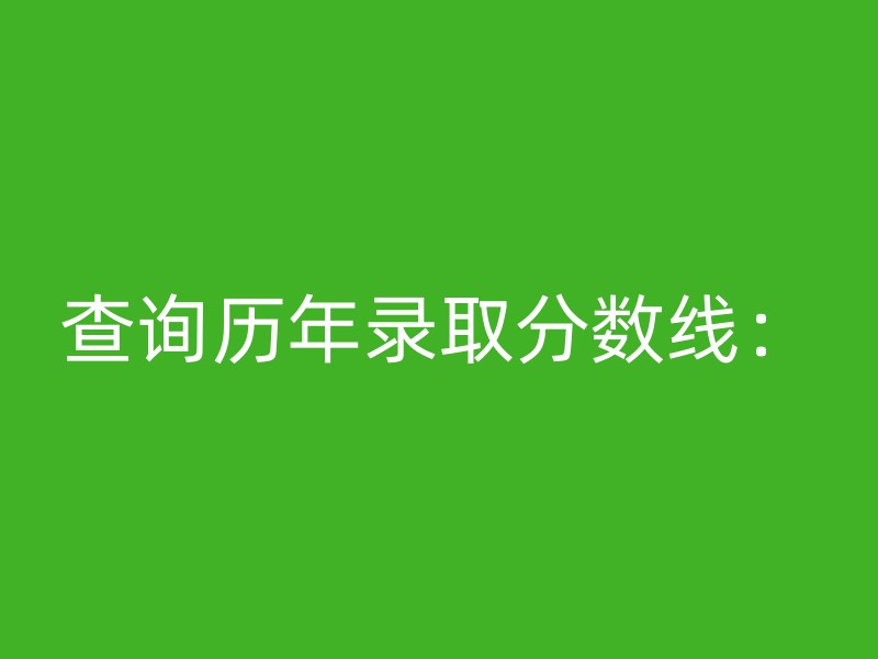 查询历年录取分数线：