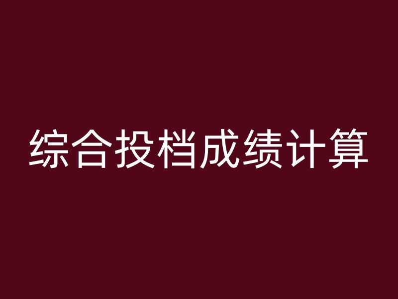 综合投档成绩计算