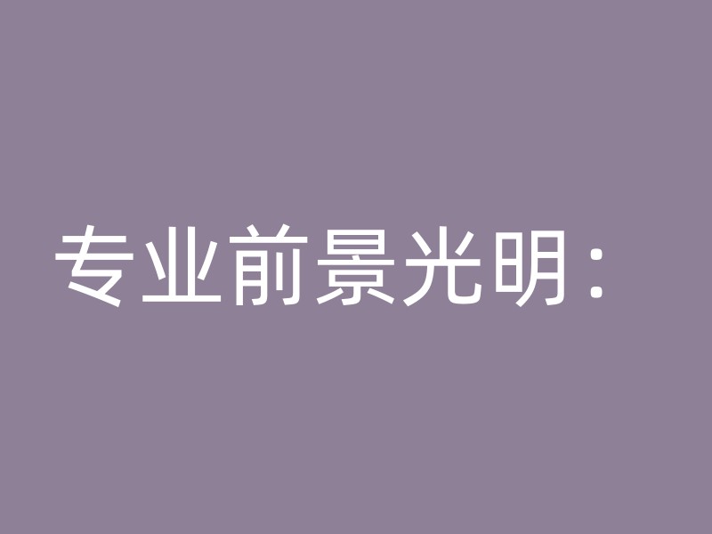 专业前景光明：