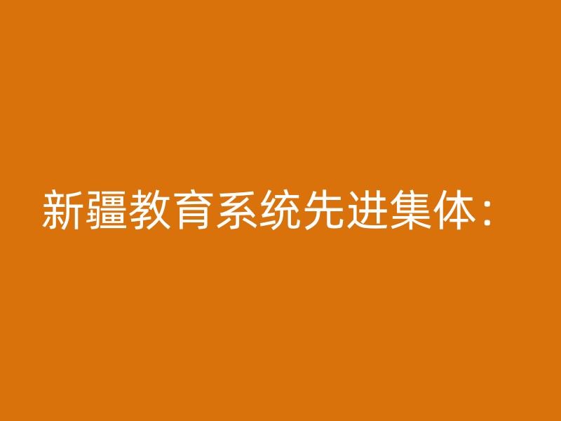 新疆教育系统先进集体：