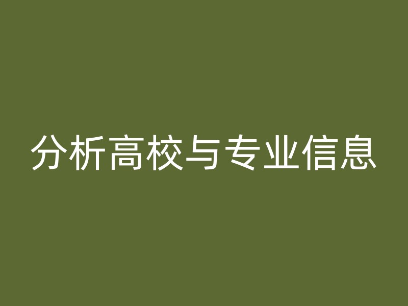 分析高校与专业信息