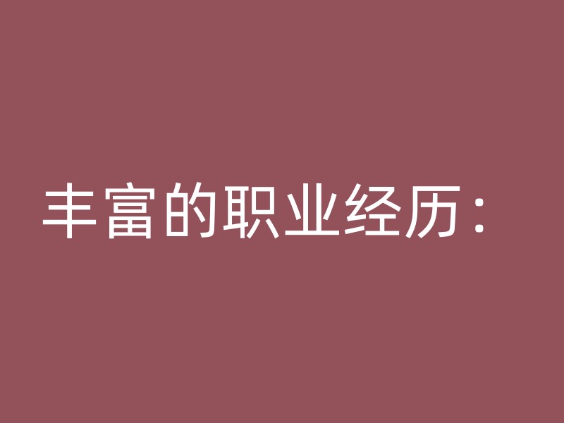 丰富的职业经历：