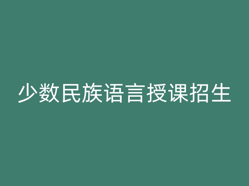 少数民族语言授课招生