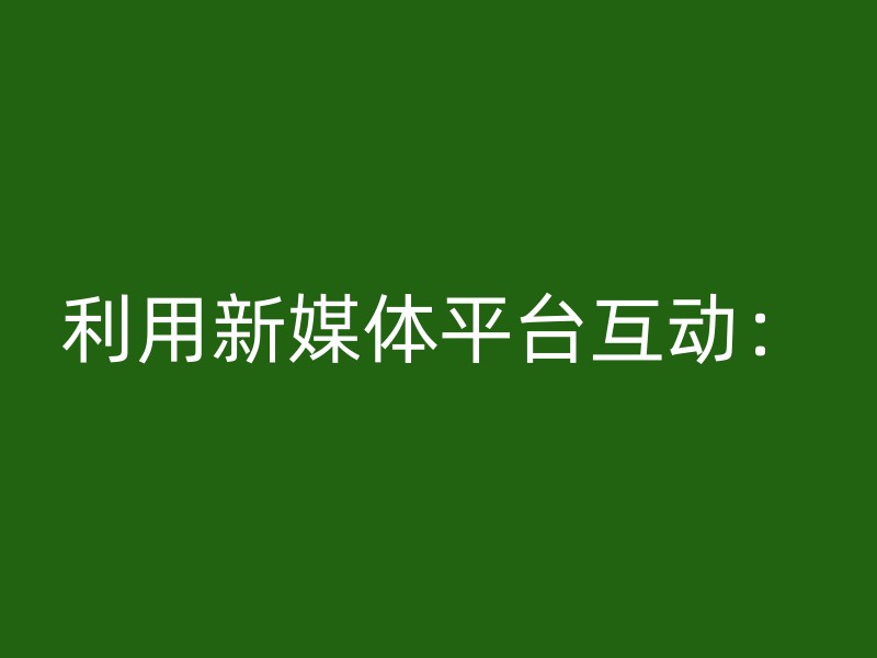 利用新媒体平台互动：