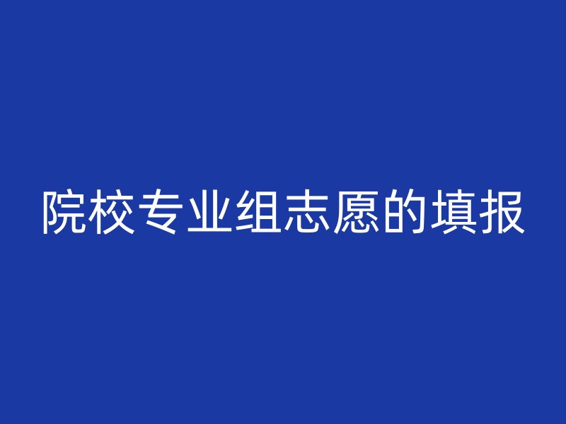 院校专业组志愿的填报