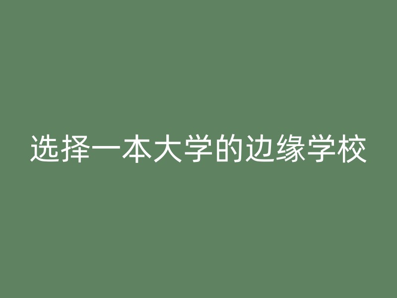 选择一本大学的边缘学校