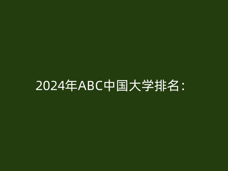 2024年ABC中国大学排名：