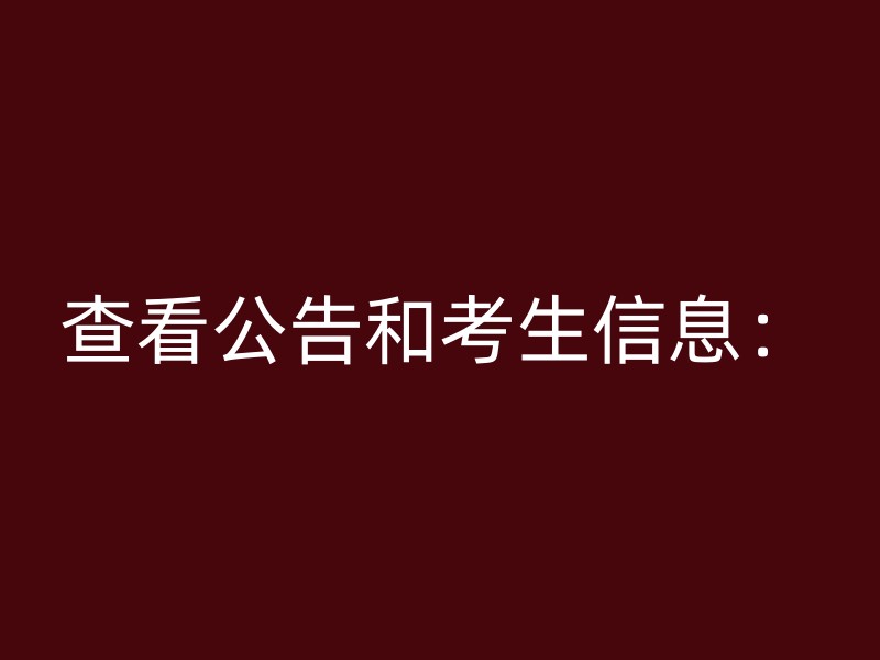 查看公告和考生信息：