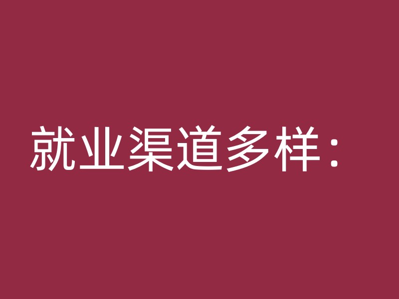 就业渠道多样：