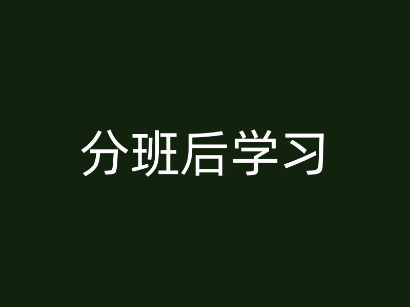 分班后学习