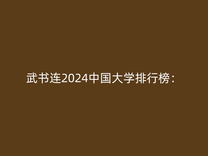 武书连2024中国大学排行榜：