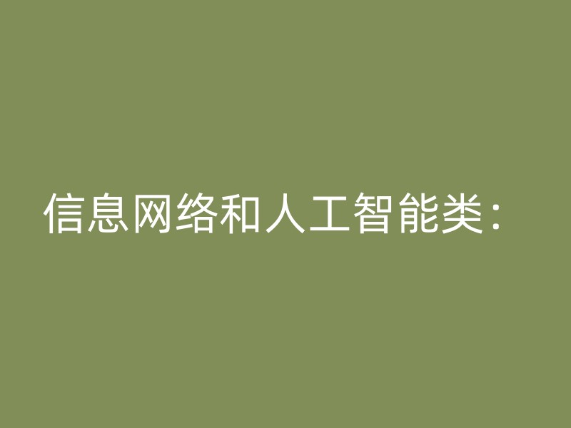 信息网络和人工智能类：