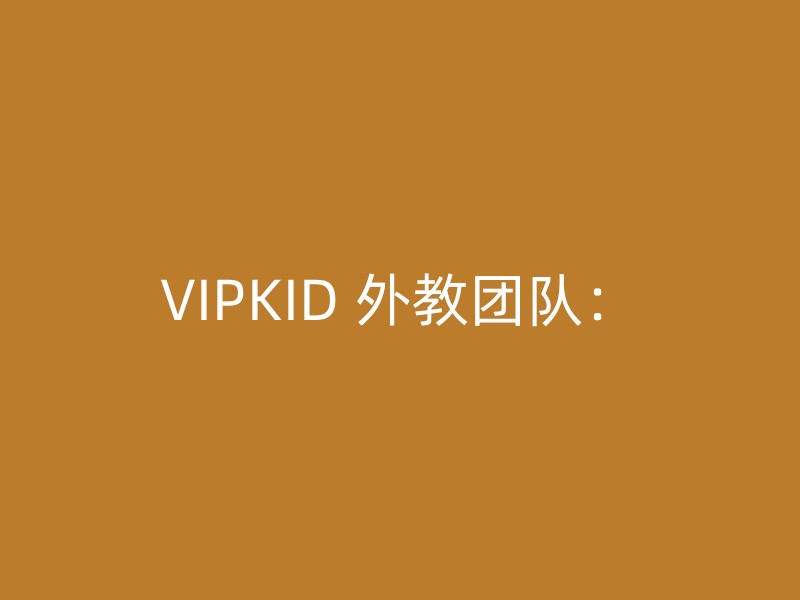 VIPKID 外教团队：