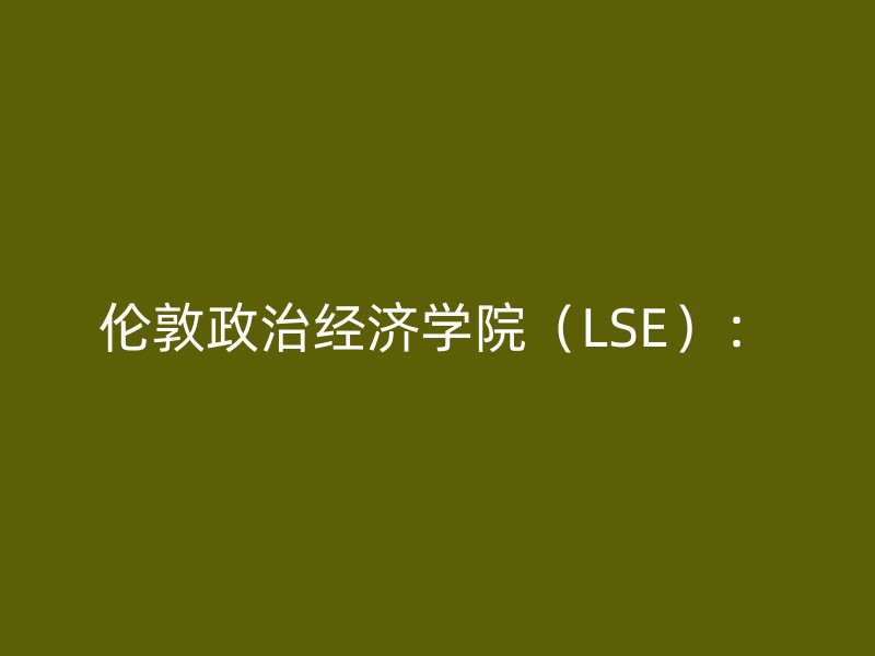 伦敦政治经济学院（LSE）：