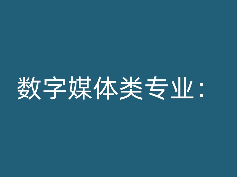 数字媒体类专业：