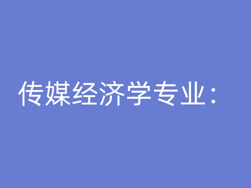 传媒经济学专业：