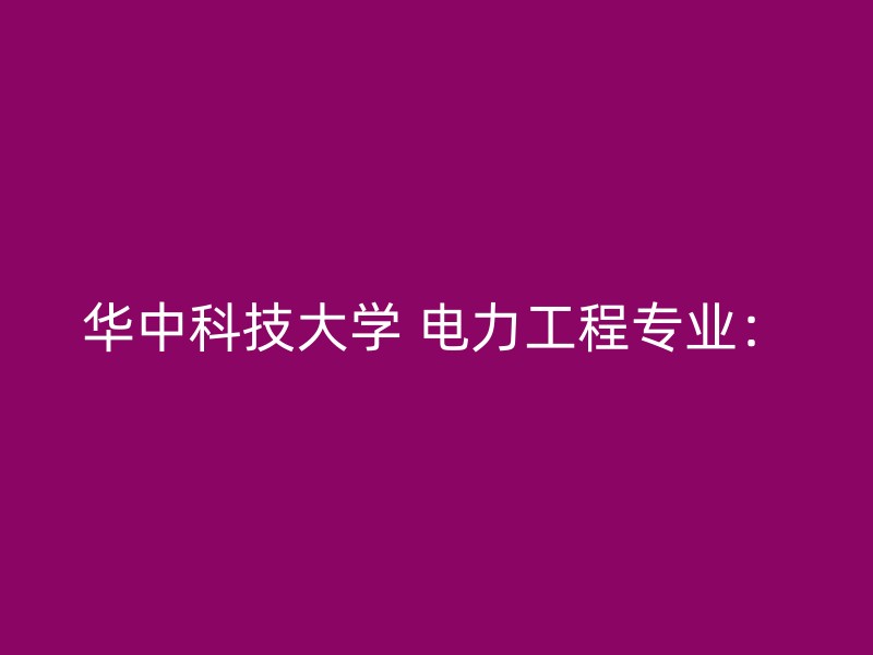 华中科技大学 电力工程专业：