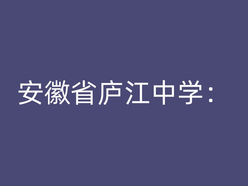 安徽省庐江中学：