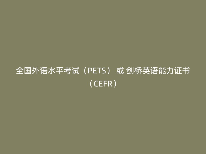 全国外语水平考试（PETS） 或 剑桥英语能力证书（CEFR）