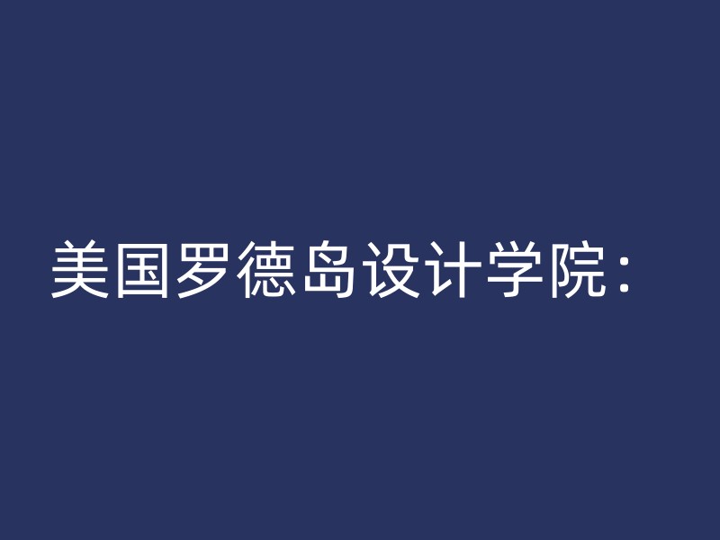 美国罗德岛设计学院：