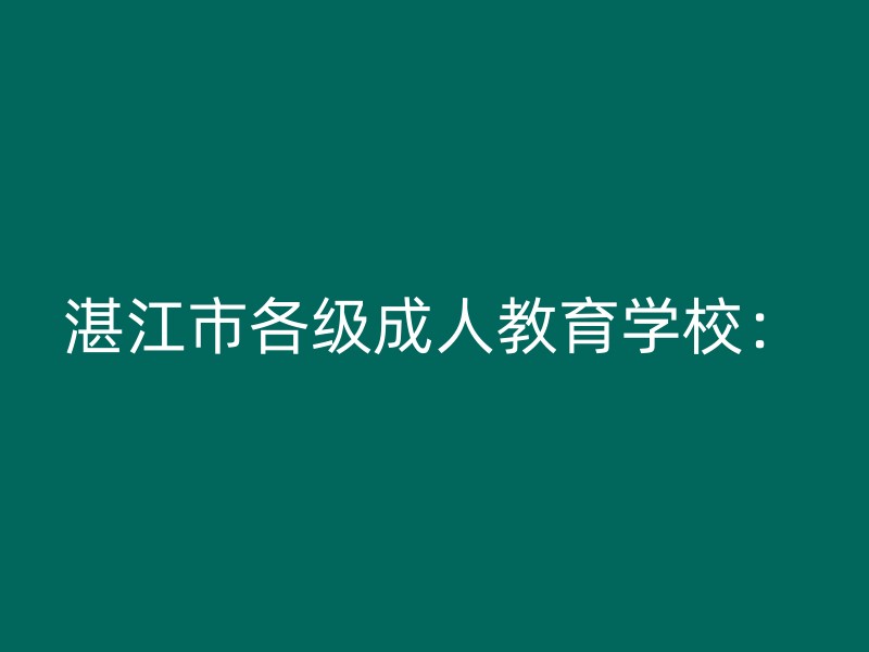 湛江市各级成人教育学校：